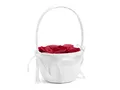 Produktbild: Blumenmädchen Korb mit Henkel Satinstoff 15x26cm weiß - Blumenkinder Streukörbchen Hochzeit