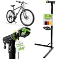 Produktbild: Juskys Fahrrad Reparaturständer, bis 50 kg für E-Bike, klappbar & höhenverstellbar, Klemmkopf 360° drehbar, Gummibeschichtung & Werkzeugablage, Schwerlast Fahrradständer für 24 bis 29 Zoll Fährräder