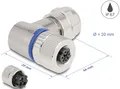 Produktbild: DELOCK 60542 - M12 Steckverbinder A-kodiert 3 Pin Buchse, 90° gewinkelt Metall