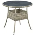 Produktbild: Juskys Gartentisch Yoro, rund, aus Polyrattan, wetterfest & langlebig, pflegeleicht grau 73 cm x 80 cm