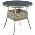 Produktbild: Polyrattan Gartentisch Yoro wetterfest - Balkontisch ø 80 cm rund - Rattan Beistelltisch mit Glasplatte - kleiner Tisch für Balkon - Grau - Juskys