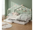 Produktbild: Bellabino Kinderbett Bia mit Rausfallschutz & Lattenrost (weiß, mit zwei Schubladen), Kinderbett aus Kiefernholz, verfügbar in 80x160/90/120/140x200 cm