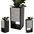 Produktbild: CraftPAK Blumenständer für Innen | Pflanzenständer aus hochwertigem Holzwerkstoff H45 x L22,6 x B22,6 cm | Blumenkasten/Blumenständer ohne Einsatz | Pflanzenkasten/Pflanzkübel - Betonmuster
