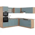 Produktbild: Vicco R-Line Eckküche Blau-Grau/Goldkraft Eiche 237 x 247 cm AP Eiche ohne E-Geräte