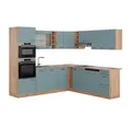 Produktbild: Vicco Winkelküche R-Line, Blau-Grau/Goldkraft Eiche, 237 x 247 cm, AP Eiche