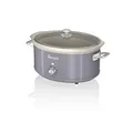 Produktbild: Swan Retro SF17031GRN Slow Cooker 6,5L Abnehmbarer Kochbehälter, PFOA- und PTFE-freier Keramischer Antihaft-Behälter, 3 Temperaturstufen, Glasdeckel, Vintage-Design, Grau, 320W