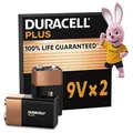 Produktbild: Duracell Plus 9V Blockbatterie, 2 Stück, 9 Volt Batterie ideal für Rauchmelder, Feuermelder