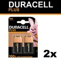 Produktbild: 2x 2er Blister Duracell 9V E Block Plus MN1604 E-Block 6LR61 Batterie Plus