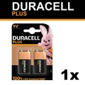 Produktbild: 1x 2er Blister Duracell 9V E Block Plus MN1604 E-Block 6LR61 Batterie Plus