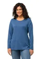 Produktbild: Ulla Popken Damen große Größen Übergrößen Plus Size bis 64, Oberteil, Langarmshirt, Basic, Langarm, Rundhalsausschnitt, denimblau 62+ 646801722-62+