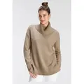 Produktbild: Rollkragenpullover TAMARIS, Damen, Gr. 32/34, beige (sand melange), Strick, Obermaterial: 50% Viskose, 26% Polyamid, 24% Polyester, meliert, lässig geschnitten hüftbedeckend, Strickbündchen, Pullover Rollkragenpullover, in lässiger Form mit seitlichen Schlitzen, Topseller