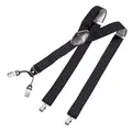 Produktbild: DonDon Hosenträger Herren extra stark gepunktet schwarz weiß 3,5 cm Hosenträger Herren breit mit brauem Leder in Y-Form lang - Starke Clips passend für Anzug Jeans Chinos Vintage Rockabilly Suspenders