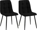Produktbild: CLP 2er Set Esszimmerstuhl Tilde, Küchenstühle gepolstert mit gestepptem Bezug, Polsterstühle mit Metallgestell, bis 150 kg belastbar, Farbe:schwarz, Material:Stoff