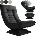Produktbild: CASARIA® Sessel verstellbare Rückenlehne 360° Drehbar Klappbar 150kg Belastbarkeit 60x105x87cm Gepolstert Wohnzimmer Gaming Relax Boden Lounge S... - Schwarz