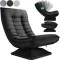 Produktbild: Casaria® Sessel verstellbare Rückenlehne 360° Drehbar Klappbar 150kg Belastbarkeit 60x105x87cm Gepolstert Wohnzimmer Gaming Relax Boden Lounge Sessel Schwarz