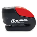Produktbild: RADIKAL RK10 Bremsscheibenschloss Premium mit Alarm | Aktivierung nach Wahl, 120 dB, LED Warnung Voralarm | Motorrad Schloss SRA-zertifiziert, aus zementiertem Stahl, Doppelverriegelung Ø10, Rot