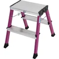 Produktbild: Krause Klapptritt Rolly, 130136, aus Aluminium, 2 x 2 Stufen, pink, Standhöhe 45cm, mit Rollen