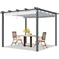 Produktbild: Toolport - Primeyard Pergola 3x3 M Terrassenüberdachung Mit Grauem Schiebedach Stahlrahmen