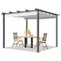 Produktbild: PRIMEYARD Pergola 3x3 m Terrassenüberdachung mit grauem Schiebedach Stahlrahmen