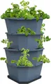 Produktbild: Gusta Garden Hochbeet PAUL POTATO Starter (effizienter Kartoffelanbau inkl. Schädlingsschutz), Kartoffelturm mit 4 Etagen und Untersetzer, blau