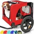 Produktbild: Hundeanhänger für Fahrrad Hunde Fahrradanhänger inkl. Fahne und Gurt klappbar Rot Sand Minzgrün Violettblau Militärblau Farbe: Rot - Rot