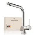 Produktbild: Wasserwerk WK4 Küchenarmatur - Design-Wasserhahn Küche - Edelstahl-Optik - 360° drehbar - Armatur mit Energiesparfunktion & Verbrühschutz - Premiumqualität Made in Germany