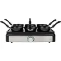 Produktbild: Nedis, 6-teiliges elektrisches Wok-Set mit rechteckiger 600W Platte, Schwarz - Schwarz