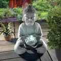 Produktbild: esotec Solarbrunnen Buddha mit Akku und LED Licht Wasserspiel wetterfest 101327