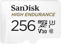 Produktbild: SanDisk High Endurance microSDXC Speicherkarte 256 GB + Adapter (Für Dash-Cams und private Überwachungskameras, 100 MB/s Lesen, V30 für Full-HD und 4K-Videos)