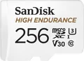 Produktbild: SanDisk High Endurance Monitoring microSDXC-Karte 256 GB Class 10, UHS-I, UHS-Class 3, v30 Video Speed Class inkl. SD-Adapter