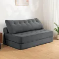 Produktbild: HOMMPA Faltbares Schlafsofa 1,5×1,8m mit Kissen, umwandelbarer Bodensessel mit Rückenlehne für kleine Räume, Büro & Gästezimmer, Dunkelgrau