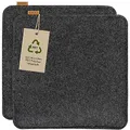 Produktbild: Miqio Design Filz Sitzkissen Eckig mit Antirutschnoppen | 35cm | 2er-Set | Indoor und Outdoor | Nachhaltig aus recycelten PET Flaschen | Waschbare Stuhlkissen rutschfest | Dunkelgrau