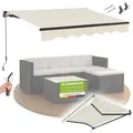Produktbild: Juskys® Gelenkarmmarkise 350 x 300 cm, UV40+ & wasserabweisend, mit Kurbel & Wandhalterung Länge + Winkel einstellbar, Markise für Terrasse & Balkon, Sonnenschutz Balkonmarkise Gelenkmarkise, Beige