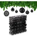 Produktbild: Relaxdays - Weihnachtskugeln 150er Set, glitzernde, matte & glänzende Christbaumkugeln, Kunststoff, ∅ 3, 4 & 6 cm, schwarz