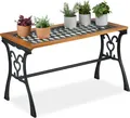 Produktbild: Relaxdays Gartentisch rechteckig, Outdoor, Vintage-Design, Holz & Gusseisen, HBT 58x98x47 cm, Balkontisch, natur-schwarz