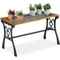 Produktbild: Relaxdays Gartentisch Rechteckig, Outdoor, Vintage-design, Holz & Gusseisen, Hbt 58x98x47 Cm, Balkontisch, Natur-schwarz