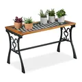 Produktbild: Relaxdays Gartentisch rechteckig, Outdoor, Vintage-Design, Holz & Gusseisen, HBT 58x98x47 cm, Balkontisch, Natur-schwarz