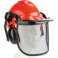Produktbild: Einhell Forsthelm BG-SH 1 4500480, orange, Gehörschutz und Polyethylen-Visier, Größe 52-66