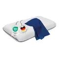 Produktbild: casimum Ergonomisches Visco Nackenstützkissen für Seitenschläfer & Rückenschläfer. Orthopädisches Nackenkissen Memory Foam. HWS Kopfkissen zur Entlastung der Halswirbelsäule, 70x40 cm, Blauer Bezug