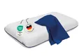 Produktbild: casimum Nackenstützkissen COMFORT Nackenkissen klassische Form & große Liegefläche, Füllung: Memory Foam (Memory Schaum), Bezug: Blau, Rückenschläfer, Seitenschläfer, ergonomisches Nackenkissen, HWS Kopfkissen, 70x40cm, mit blauem Bezug