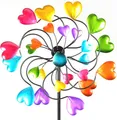 Produktbild: Windrad Gartenstecker HERZEN H. 126cm D. 33cm bunt Metall Formano Garten S25