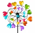 Produktbild: Buntes Windrad Herzen für den Garten aus Metall Windspiel Windmühle 126 cm