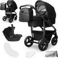 Produktbild: Bergsteiger Capri Kombikinderwagen 3-in-1 – Babywanne, Sportsitz & i-Size Babyschale, Luftreifen, Federung, höhenverstellbarer Griff, faltbar, Zubehör