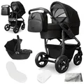 Produktbild: Bergsteiger Capri Kombikinderwagen 3-in-1 – Babywanne, Sportsitz & i-Size Babyschale, Luftreifen, Federung, höhenverstellbarer Griff, faltbar, Zubehör