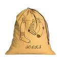 Produktbild: trendfinding Großer Wäschesack 15kg Fassungsvermögen, 60x70 cm aus 12OZ Baumwolle - Cappuccino im Socken-Style-Design, Digitaldruck und beidseitiger Zuziehkordel