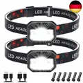 Produktbild: MLIAIMCE Stirnlampe LED Wiederaufladbar, 2 Stück 2000 Lumens Superhell Sensor