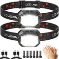 Produktbild: Stirnlampe LED Wiederaufladbar 2 Stück 2000 Lumens Superhell Sensor Stirnlampe