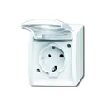 Produktbild: Busch-Jaeger 20EW-54 SCHUKO Steckdose mit Klappdeckel ocean (IP 44) alpinweiß