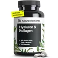 Produktbild: natural elements Hyaluronsäure Kollagen Komplex - 180 Kapseln - Angereichert mit Biotin, Selen, Zink, Vitamin C aus Acerola & Bambusextrakt - Laborgeprüft