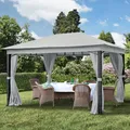 Produktbild: Gartenpavillon Softtop Dach - Gartenzelt Stoffdach, Stahl oder Alu 4 Seitenwände